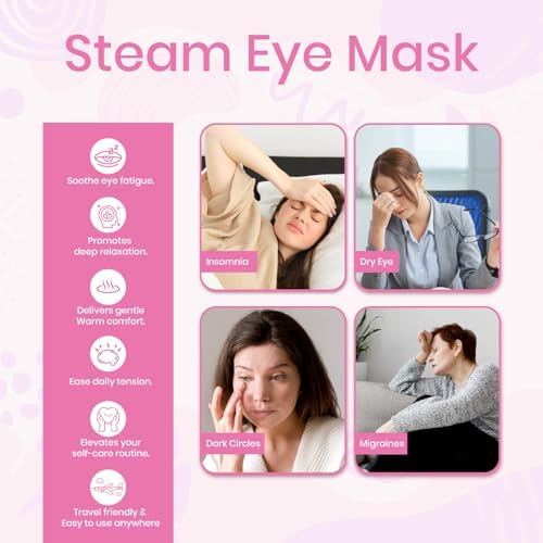 LANNA Heated Steam Eye Mask, Disposable 120 Minutes, Pink Unscented, 5 Pcs - Image 5
