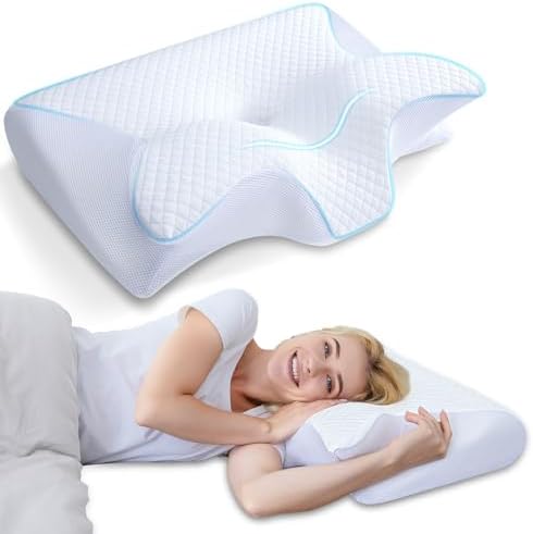 HOMCA Memory Foam Cervical Pillow, 2 in 1 Ergonomic Contour Orthopedic Pillow for Neck Pain, Contoured Support Pillows for Side Back Stomach Sleepers by HOMCA