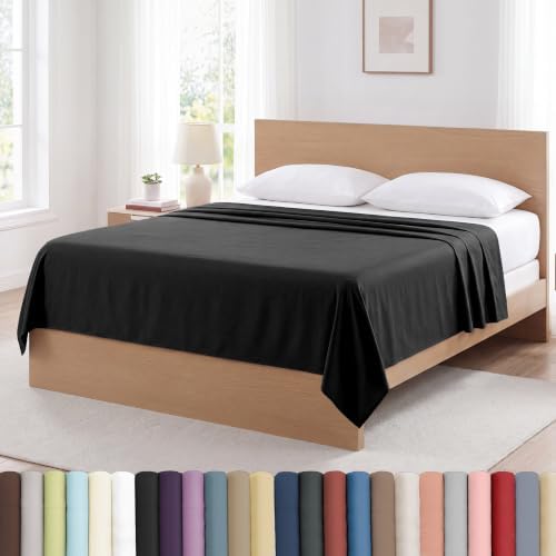 2-Pack Twin XL Flat Sheets Only 66x102 Microfiber Twin XL Top Sheet Black by SouthshoreFineLivingInc
