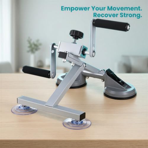 Arm Bike for Recovery Support with Rehab Glove, Hand Bike for Mobility Support with 4 Strong Suction Cups, Revitalizing Mobility Exerciser Arm for Shoulder Recovery, 10.2 x 9.8 x 5.1 in Steel Frame - Image 3