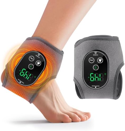 Cordless Ankle Massager for Pain Relief, Heated Ankle Massager, Foot Massager for Neuropathy, Ankle Heating Pad, Foot Heating Pad, Heated Foot Massager, Single One, Grey by ROHVEMJ