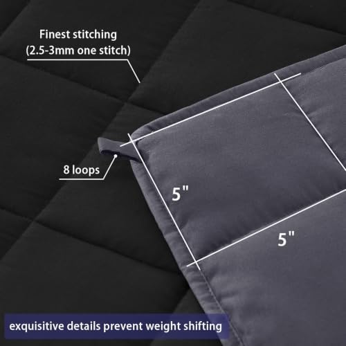 yescool Weighted Blanket for Adults (25 lbs, 60" x 80", Grey& Black) Cooling Heavy Blanket for Sleeping Perfect for 240-260 lbs, Queen Size Breathable Blanket with Premium Glass Bead, Machine Washable - Image 5