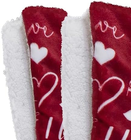 Elegant Comfort Luxury Valentine’s Day Sherpa Throw Blanket Ultra-Soft Cozy Velvet Pink Hearts Fleece Throw-Micromink Sherpa for Her, Wife, Girlfriend, Sherpa Reversible Blanket- LoveYouRed - Image 3