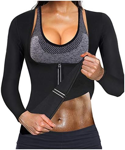 Gotoly Women Waist Trainer Hot Neoprene Shirt Sauna Suit Sweat Body Shaper Jacket Top Zipper Long Sleeve by Gotoly