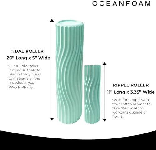 Oceanfoam Tidal Roller - Seafoam - Muscle Massage Foam Roller for Back Pain & Stretching - Firm and Ergonomic Wide Wave Textured - Yoga, Athletics, & Wellness - Full Size, 20" x 5" - Image 6