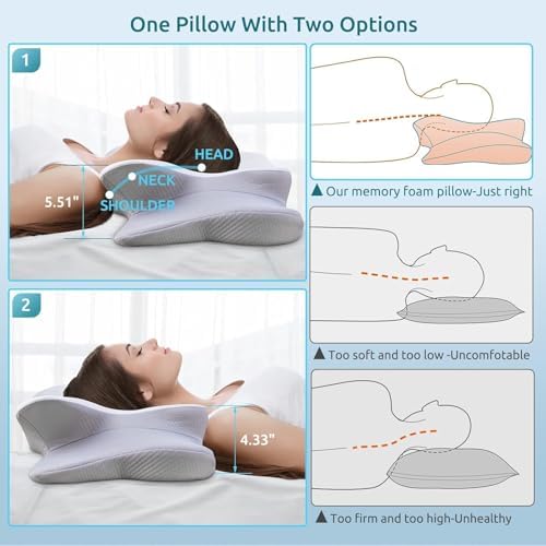 DONAMA Cervical Pillow for Neck and Shoulder Pain Relief, Cooling Contour Memory Foam Pillow, Dual-Height Ergonomic Neck Support Pillow for Side Back Stomach Sleepers with Removable Pillowcase - Image 4