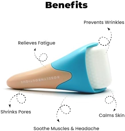 ROSELYNBOUTIQUE Ice Roller for Face Wrinkles Fine Lines Puffiness Stick Massager Facial Skin Care Tools Self Care Gifts for Men Women (Cyan Bleach) - Image 5
