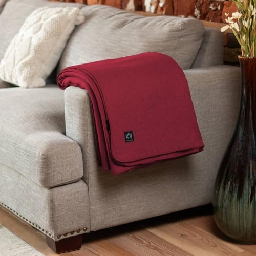 Arcturus Tahoe Wool Bed Blanket | Soft, Breathable Wool Blanket for Year-Round Comfort - Queen Size (90"x 96") | Thick & Washable (Wine) - Image 6