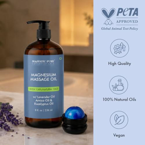 Majestic Pure Magnesium Massage Oil with Lavender Arnica & Eucalyptus- 8 Oz - Image 3
