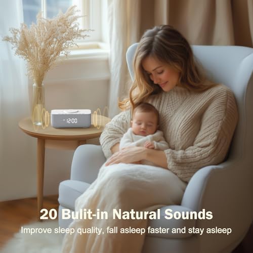 REACHER 15W Wireless Charging Alarm Clock with White Noise Machine - Image 5