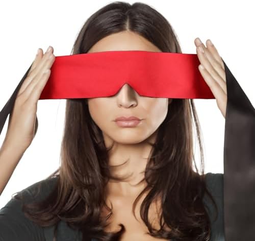 FRESHME Satin Eye Mask Sleeping - Adjustable Eye Shade Soft and Comfortable Satin Eye Blinder Cover for Women Men Night Travel Nap Meditation Valentine's Day Gift 160cm/63in Black and Red by FRESHME