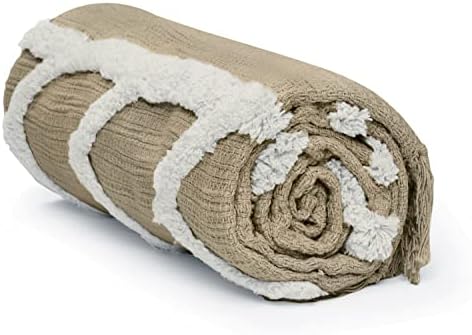 Americanflat 50x60 Throw Blanket - Soft and Breathable Cotton Throw Blanket for Couch, Bed, Chair - Decorative Blankets Perfect for Home, Office, or Outdoor Use - Chocolate and White Tufted Design by Americanflat