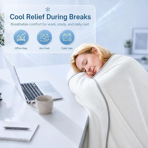 Twin XL Size Cooling Blanket for Hot Sleepers - Lightweight Breathable Cool Cold Blanket - Keep Cool for Night Sweats, Soft Thin Ice Blankets for Bed Couch Sofa, (White, 60"x90") - Image 6