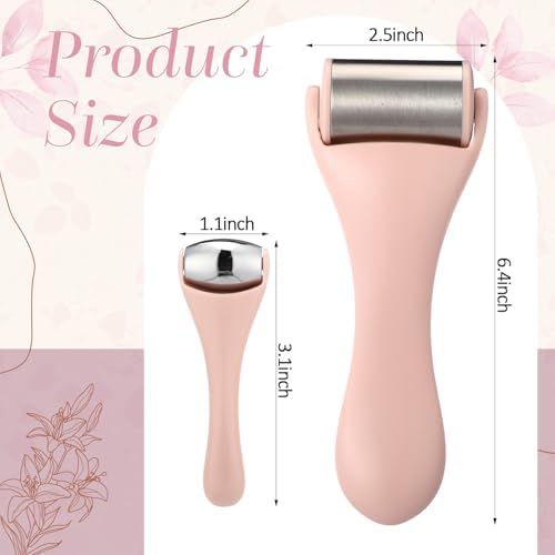 Tondiamo 2 Pcs Muscle Roller Portable Small Silicone Massager Roller Deep Tissue Muscle Massage Stick Cellulite Remover Scar Tissue Massager for Relief Face Neck Arm Back Leg(Pink,Metal) - Image 2
