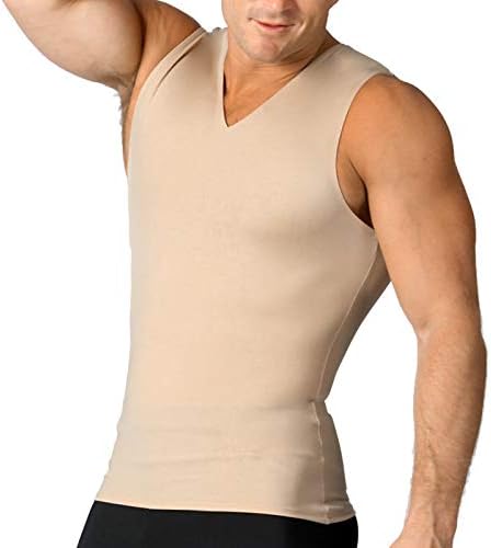 Insta Slim Mens Compression Sleeveless V Neck Muscle Shirt- Slimming Body Shaper Undershirt - Image 4