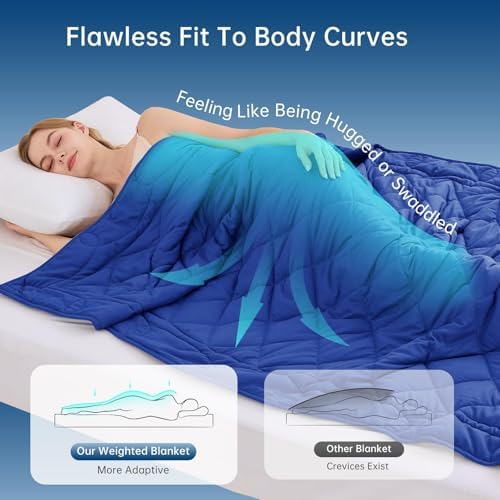 OMYSTYLE Weighted Blanket for Adults (15lbs, 60''x80'') - Queen Size Heavy Throw Blanket, Breathable and Cooling Microfiber Material with Premium Glass Bead for All Season Use, Machine Washable, Blue - Image 2