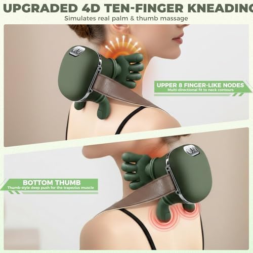 Neck Shoulder Massager with Heat, 4D Bionic Kneading Deep Tissue Relief - Image 3