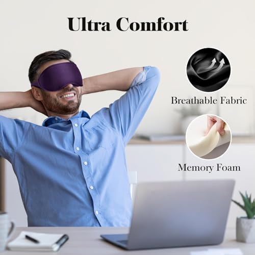 Fygrip 3D Eye Mask Sleep Mask for Men & Women, Purple - Image 4