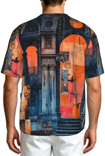 Men's Scrub Top,V-Neck Spill Wrinkle Resistant,3 Pockets-Ornate Collage (1) - Image 2
