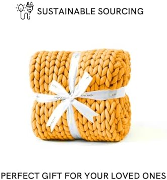 YnM Chunky Throw Blanket, Medium-Weight, Hand Knitted, Skin Friendly, Ventilated and Breathable, Machine Washable, Home Décor Piece for Couch, Sofa and Bed (Yellow Fusion, 40x50 Inch) - Image 5