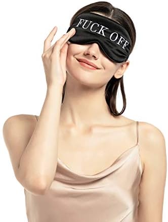 100% Mulberry Silk Sleep Mask Blackout, Cute Natural Sleeping Mask with Adjustable Elastic Strap, Satin Eye Cover for Men Women Adults (Fuck Off) - Image 5