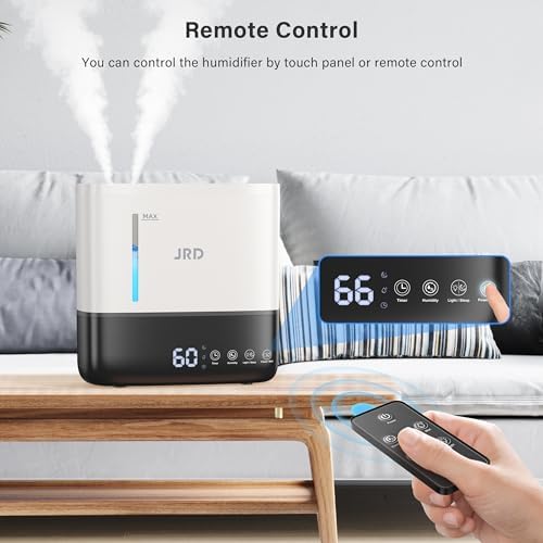 JRD Humidifiers for Bedroom, Ultrasonic Humidifier 4L for Large Room, Cool Mist Top-Fill, 40H Run, 12H Timer, 360° Nozzle, Aroma Diffuser, 7-Color Night Light for Home, Office, Baby-White - Image 4