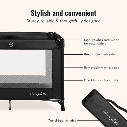 Dream On Me Nest Portable Playard, Lightweight, Foldable, Carry Bag, Black - Image 5