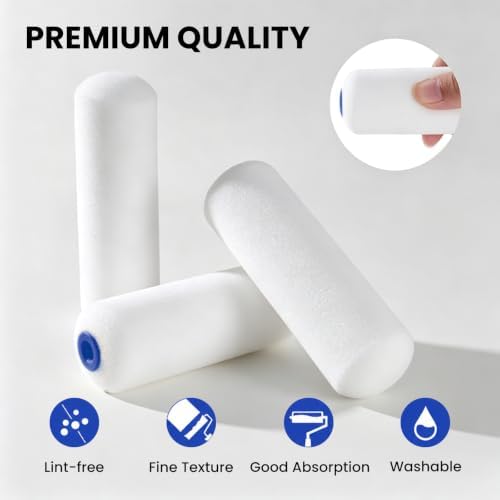 Mister Rui 4 Inch Foam Paint Roller Covers, 10-Pack for Cabinets & Doors - Image 3