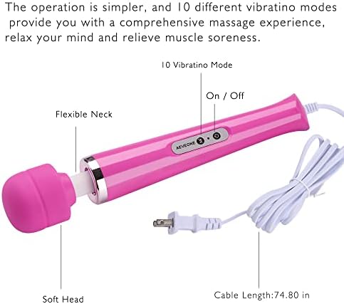 AEVEONE Wired Powerful Handheld Electric Massager, Strong Personal Back Massage for Sports Recovery, Muscle Aches, Body Pain (Rose red) - Image 4