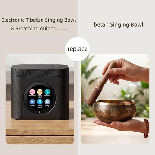 Kipcush Sleep Sound Machine - Dual Speakers, Tibetan Singing Bowls, 19 Soothing Tones, 20 White Noises, Visual & Auditory Breathing Guides | Deep Sleep, Anxiety Relief, Meditation, Rechargeable - Image 2
