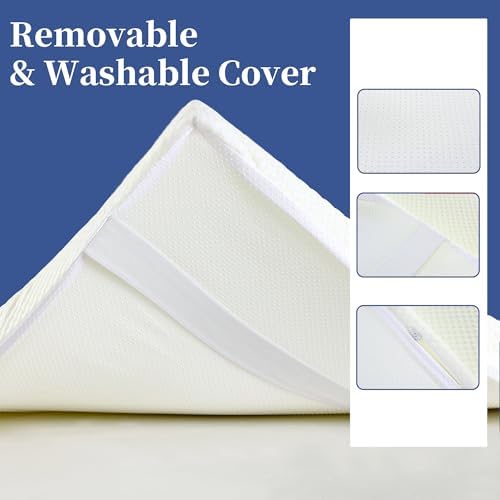 HOMBYS Memory Foam Massage Bed Mattress Topper, Non-Slip Lash Bed Table Mattress Topper with Removable Cover and Holding Elastic Bands, Cushion Only, White, 73"x29"x2" - Image 6
