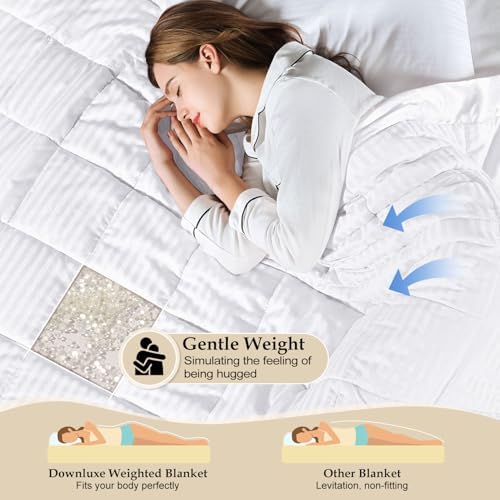 downluxe Weighted Blanket Queen Size, 15 lb Weighted Blanket with Glass Beads for All Season, Machine Washable Heavy Blanket (White, 90 X 90 Inch) - Image 3