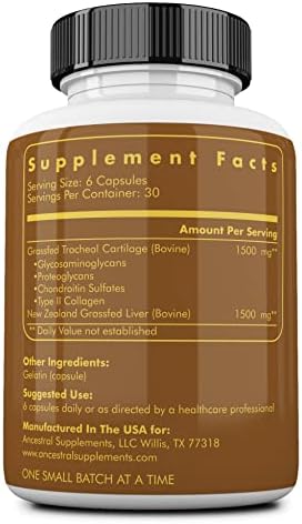 Ancestral Supplements Grass Fed Beef Tracheal Cartilage with Liver, 180 Ct - Image 2