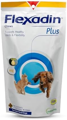 Vetoquinol Flexadin Plus - Hip & Joint Support for Cats & Small Dogs - Flexibility & Cartilage Support - Aids with Pet Mobility - Green-Lipped Mussel & Vitamin E - for Pets Up to 30 lbs - 90 Chews by Vetoquinol