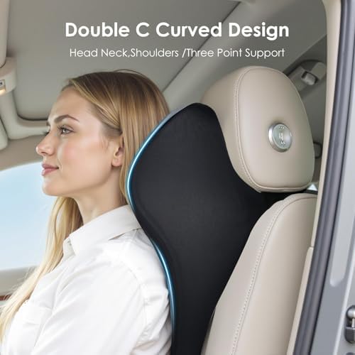 FLORICH Upgraded 3-in-1 Memory Foam Car Seat Cushion Set with Lumbar Support & Neck Pillow, Washable Driving Seat Cushion for Back & Sciatica Pain Relief, Non-Slip Seat Cushion for Car, Office-Black - Image 5
