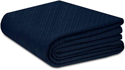 COTTON CRAFT Soft Thermal Blanket - All Season Blanket - Full Queen - Navy by COTTONCRAFT