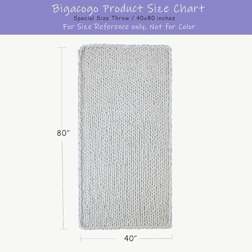 Bigacogo Chunky Knit Throw Blanket for Couch, 40x80 inches, Navy Blue - Image 2