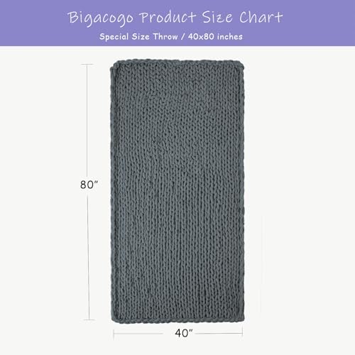 Bigacogo Chunky Knit Throw Blanket for Couch, 40x80 inches, Iron Gray - Image 2