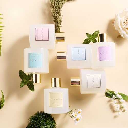 COCORRÍNA Reed Diffuser - Jasmine & Mint 6.7 Fl.oz Reed Diffuser Set with Sticks & Preserved Baby's Breath, Reed Diffuser for Home Bathroom Shelf Decor - Image 6