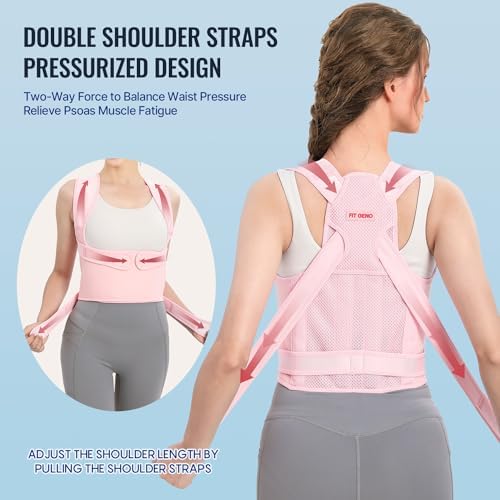Fit Geno Back Brace Posture Corrector for Women, Shoulder Straightener, Adjustable Full Back Support, Upper and Lower Back Pain Relief - Scoliosis, Hunchback, Hump, Thoracic, Spine Corrector (Medium) - Image 3