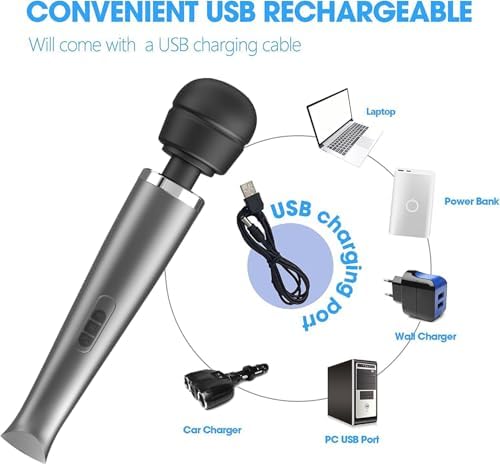 Therapeutic Cordless Massager - Powerful Massage Tool Handheld 8 Speeds 20 Patterns - Rechargeable Hand Massagers for Sore Muscles - Hand Held Massage Tool for Neck & Back - Image 3