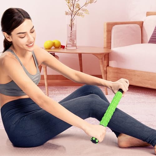 YANSYI Professional 9-Roller Deep Tissue Massage Stick - Portable Muscle Recovery Roller for Athletes, Relieves Post-Workout Soreness & Leg/Back Pain - Portable Physio Tool (Green) - Image 7