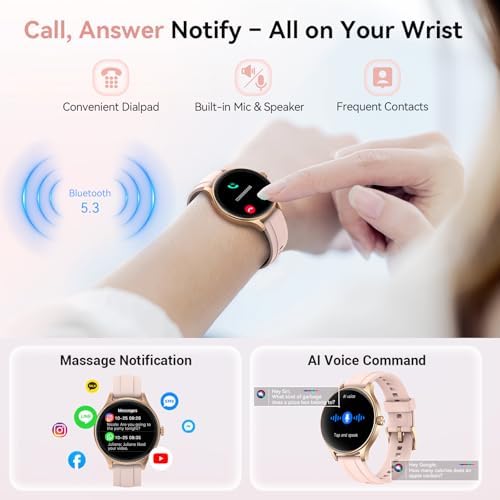 Fitpolo Smart Watch for Women Android & iPhone (2 Bands Sakura Pink) - Image 3