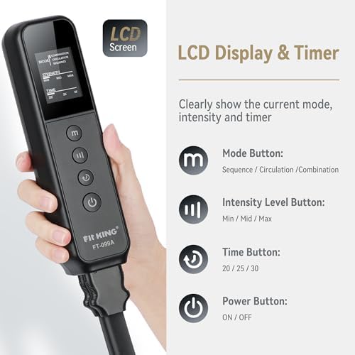 FIT KING Air Compression Leg and Foot Boots Massager for Circulation from Foot to Thigh to Relieve Pain, Swelling, Edema - Pressure Sensor & LCD Display & 3 Timer Optional - Image 5