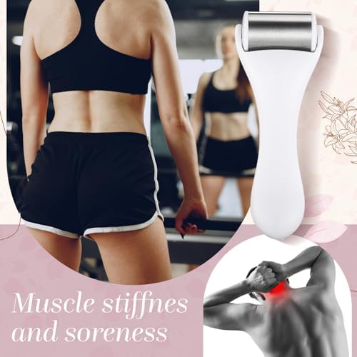 Tondiamo 2 Pcs Muscle Roller Portable Small Silicone Massager Roller Deep Tissue Muscle Massage Stick Cellulite Remover Scar Tissue Massager for Relief Face Neck Arm Back Leg(White,Metal) - Image 6
