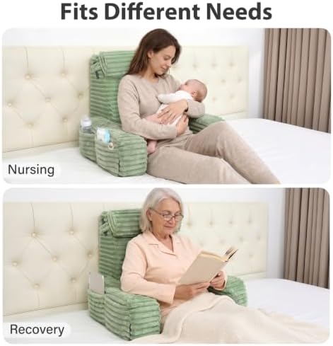 ENITYA 22" XL Back Pillow for Bed Sitting Up with Armrests & Big Pockets - Image 6