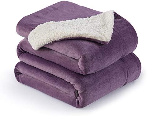 NANPIPER Couch Blanket Reversible Sherpa Flannel Blanket Ultra-Soft Plush Warm Fleece Microfiber (60"x80",Cassis Purple) by NANPIPER