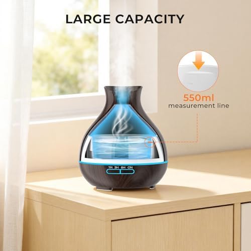 Aromatherapy Essential Oil Diffusers,2 PCS 550ml High Mist Output Humidifiers for Large Room, Home, Waterless Auto-Off, 7 Color LED Lights Cool Mist Humidifier Ultrasonic Diffusers - Image 6