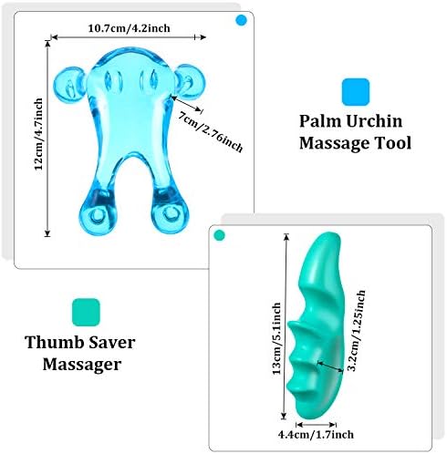 BBTO 2 Pcs Massage Tools, Deep Tissue Palm Thumb Set, Clear Style, Blue - Image 4