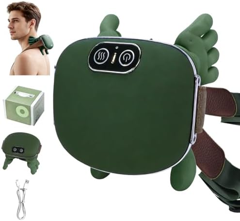 Upgraded Neck and Shoulder Massager,Professional Shiatsu Neck Massager,Portable Deep Tissue 4D Kneading with Heat,Intelligent Simulated Human Hand Design for Pain Relief and Muscle (Green) by IOUGDSEC